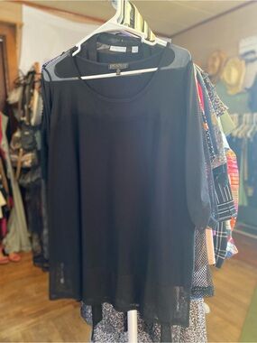 Picadilly Fashions Black Sheer Layered Tunic Top